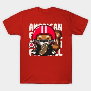 Cute Red Panda Loves American Football T-Shirt